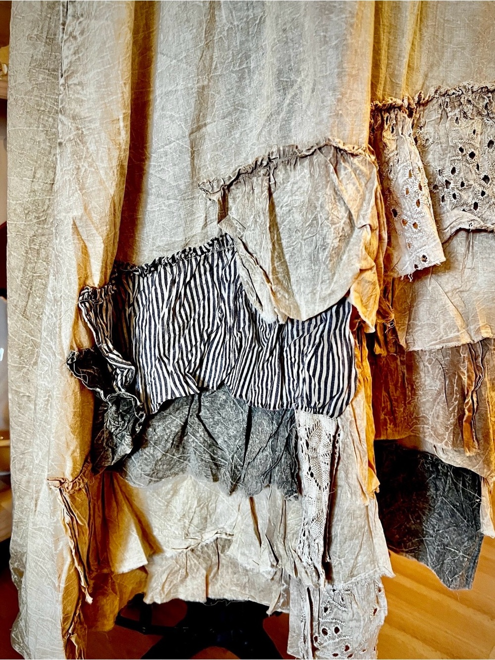 🆕 Paper Lace | Artsy Tea Dye Ruffle Hem Dress S - Picture 9 of 10
